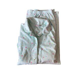 Kim Rogers Womens Pajama Set XL Mint Green Polka Dot Elastic Waist Cozy Sleep
